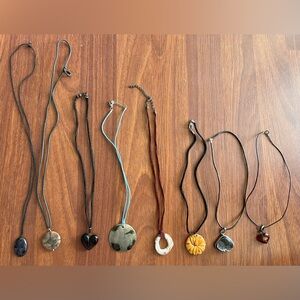 Lot of 8 Stone, Shell & Resin Pendant Necklaces